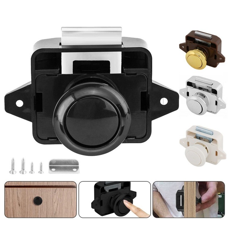 10pcs Easy To Operate Push Button Catch Locks For Cabinets And-Drawers gallery