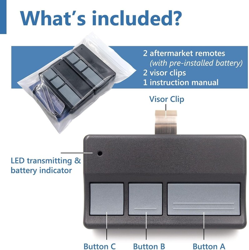 2-Pack Garage Door Remotes for LiftMaster and Chamberlain - Easy Programming gallery