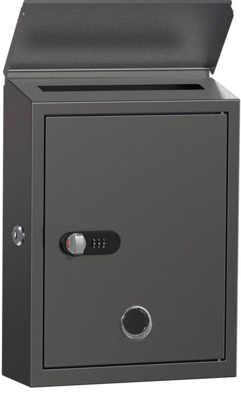 Mailbox with Combination & Key Unlock, Metal Mail Boxes 14x4x10in,Black