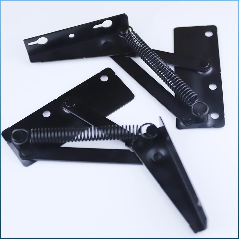 80° Foldable Lifting Bracket Heavy Duty Spring Hinges for Furniture Pair gallery