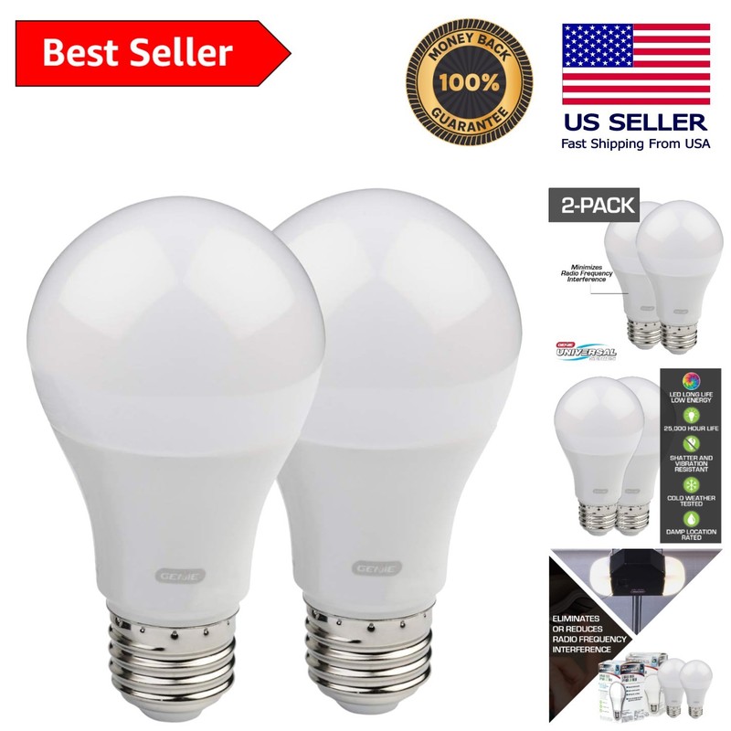 Shatter & Vibration Resistant LED Garage Door Bulbs – 800 Lumens, Durable 2-Pack