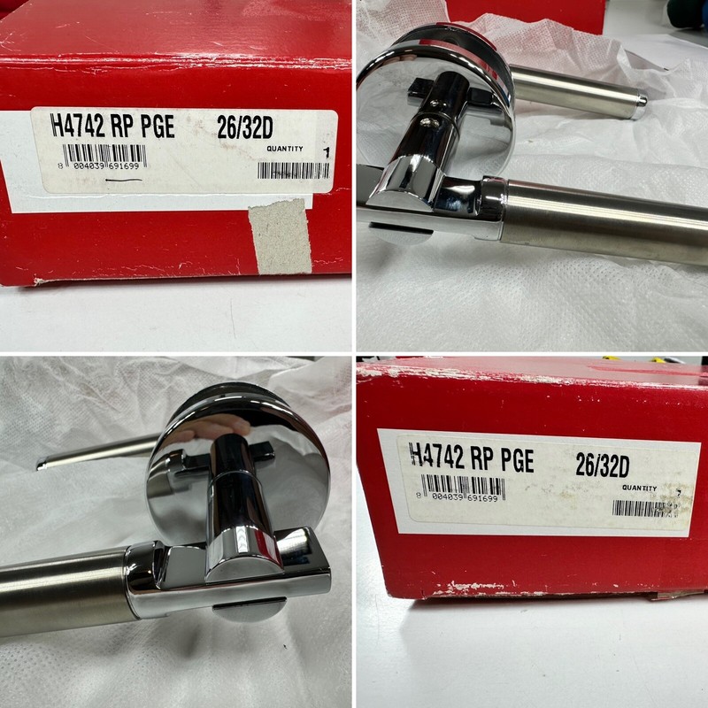 2 Valli & Valli H4742 Round Rosette Door Lever Chrome/Satin Stainless PASSAGE