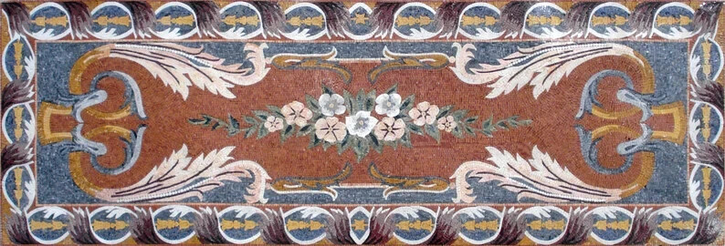 HOME DECORATION RUG | Floral Mosaic Modern Area Masterpiece Rug | Natural Stone