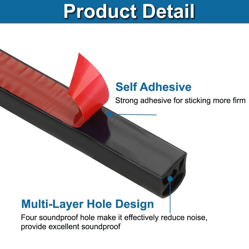 33 ft Multi-Layer Silicone Weather Stripping for 1/4" to 5/16" Gap, Black/Red gallery