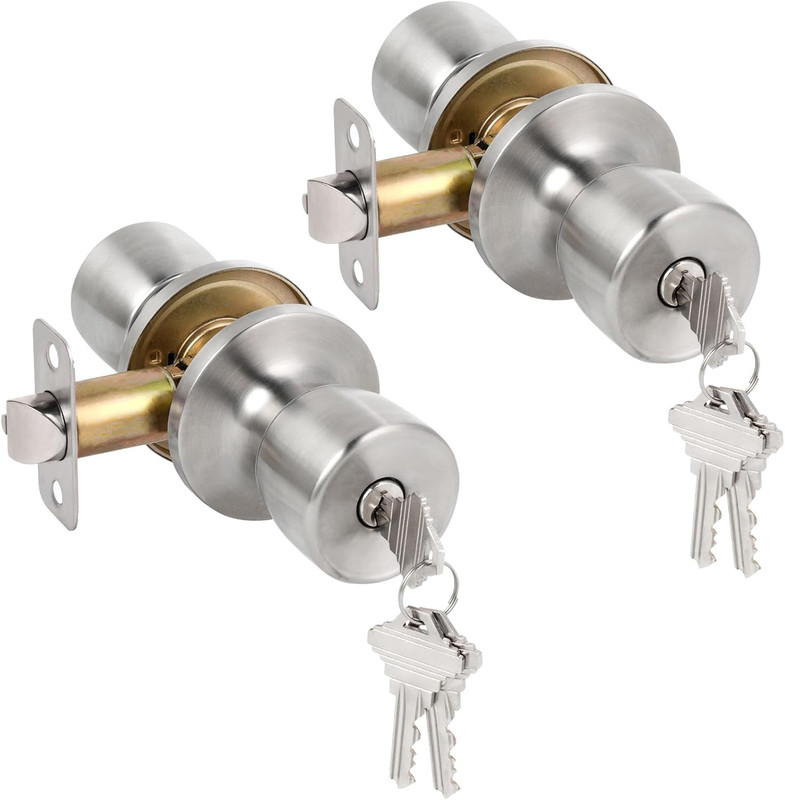 Door Knobs with Lock and Key, Keyed Entry Door Knob, Exterior and Interior Door
