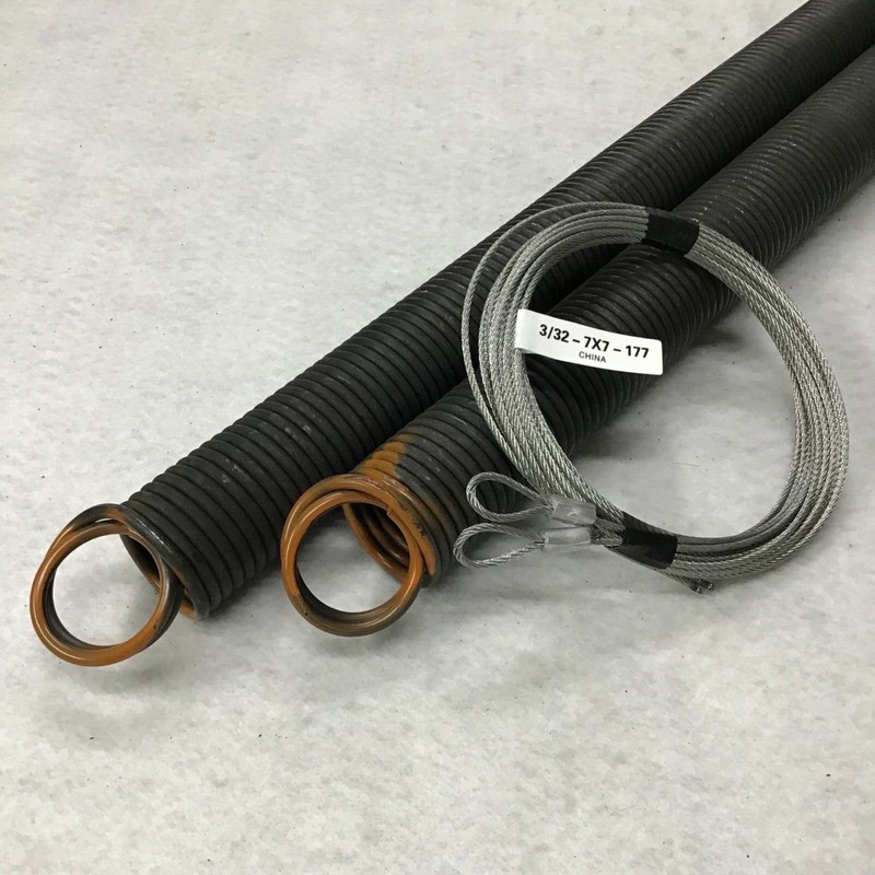 27-48-070lbs 8′ Orange Extension Spring & Safety Cables Double Loop End Garage