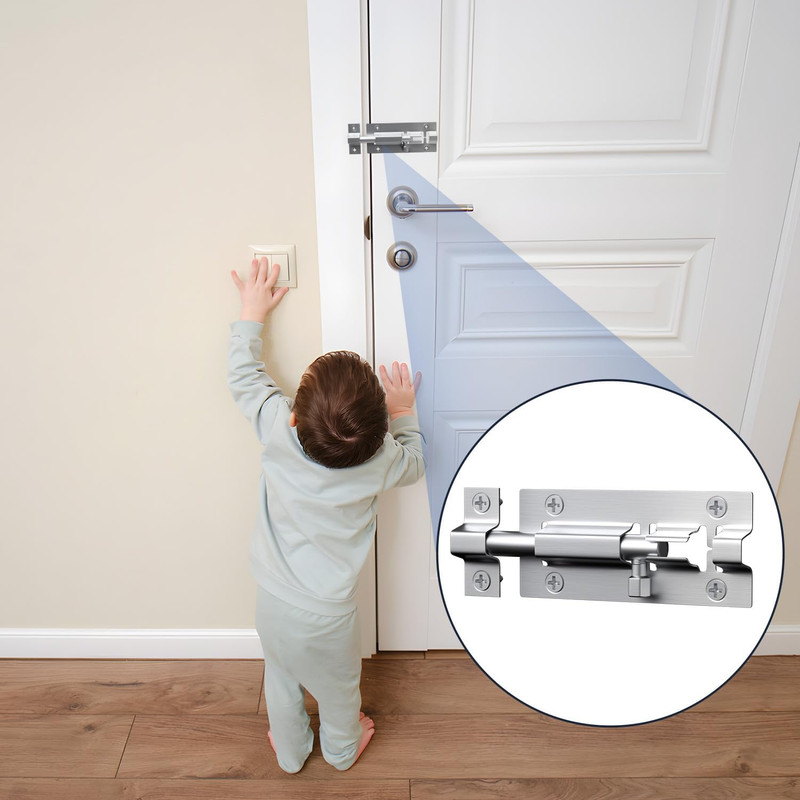 4 Pack Sliding Door Lock, 3 Inch Barrel Bolt Latch, with 12 Screws Sliding Door gallery