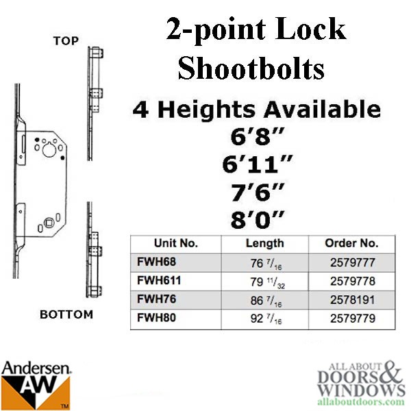 Andersen Passive Multipoint Lock For Frenchwood Door 2 Point Shootbolt 76.5 Inch gallery