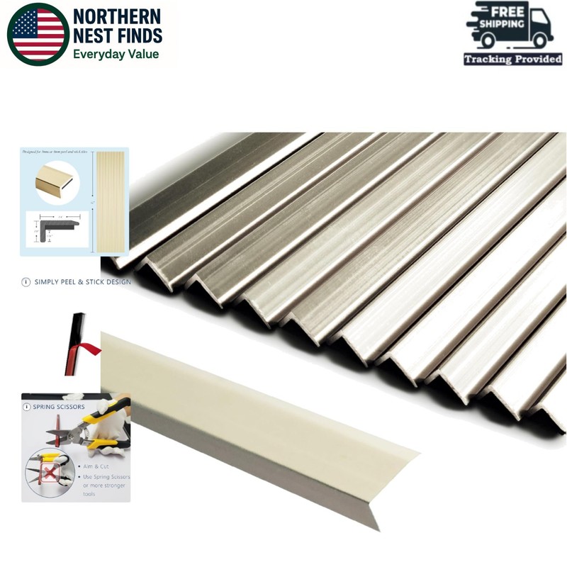 Durable Self-Adhesive Tile Edge Trim – 10-Pack 12″ Aluminum Backsplash, Gold