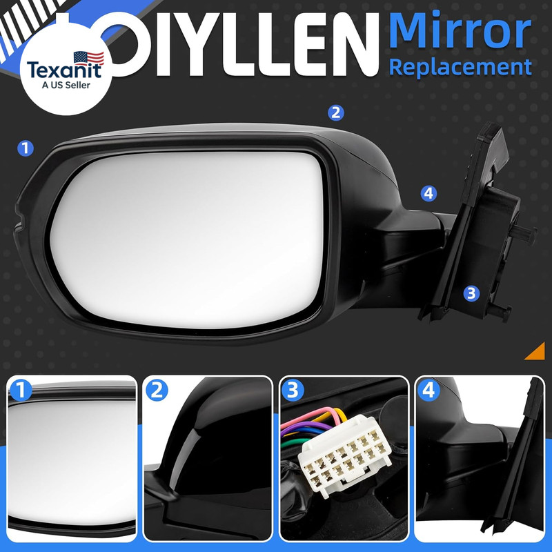 Left Driver Side Rear View Mirror Replacement for Honda HR-V HRV 2016-2022 - Rea gallery