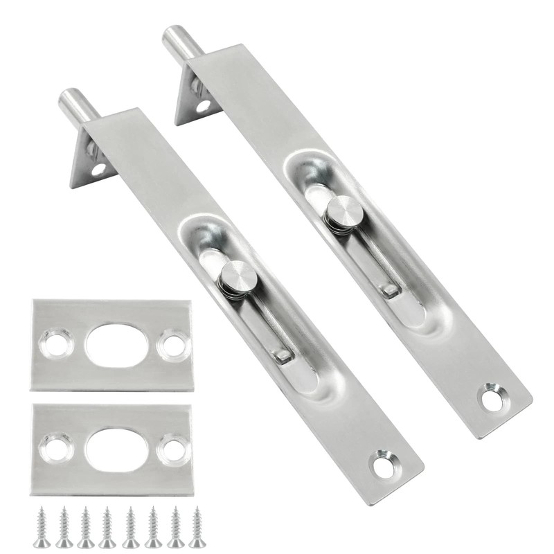 2 Pack 6 Inch Stainless Steel Door Flush Bolt Latch, French Door Lock Latch L…