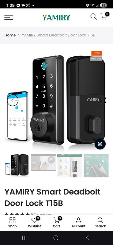 Yamiry Smart Lock Keyless Entry, Digital, Front Door Deadbolt