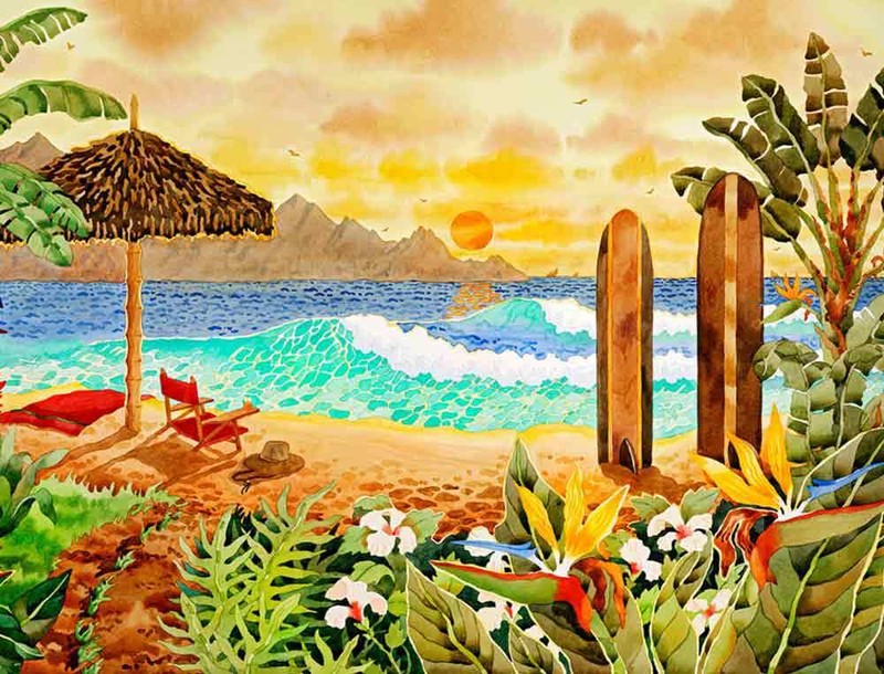 Surfing Accent & Decor Tile Robin Wethe Altman Coastal Art RWA025AT