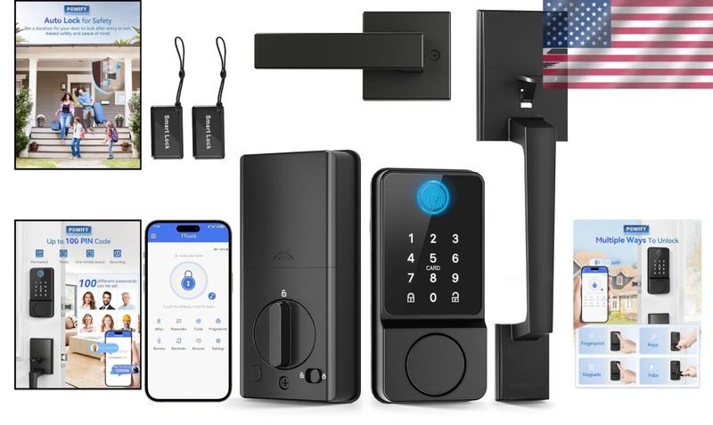 Keyless Entry Smart Door Lock with APP Control & Fingerprint Access - Black gallery