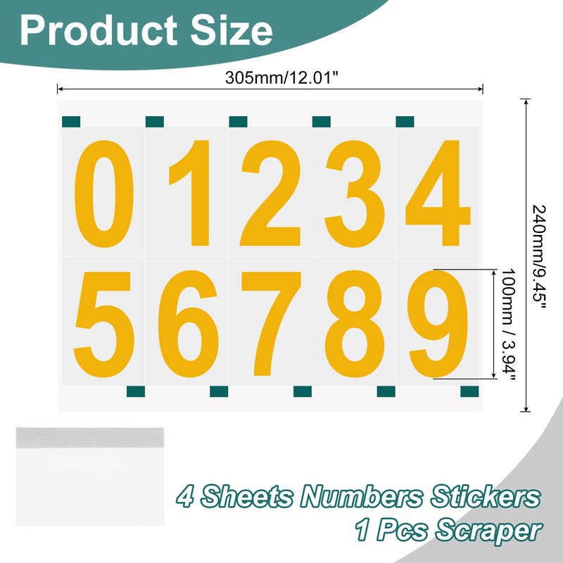 4 Sheets/40Pcs 4 Inch 0-9 Vinyl Reflective Mailbox Numbers for Outside Gold gallery