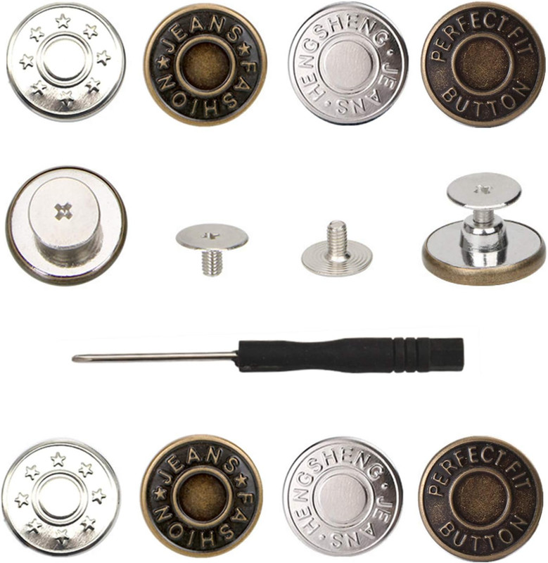 8 Sets Jean Buttons for Jeans,No Sew Removable Metal Button for Jeans,20Mm Butt