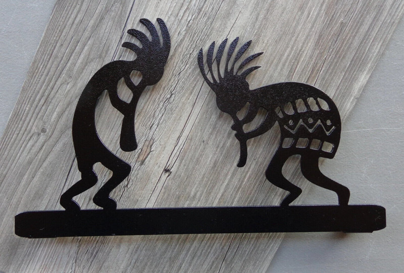 Kokopelli Musicians Mailbox Topper Plasma Cut Metal Art Black Textured Finish