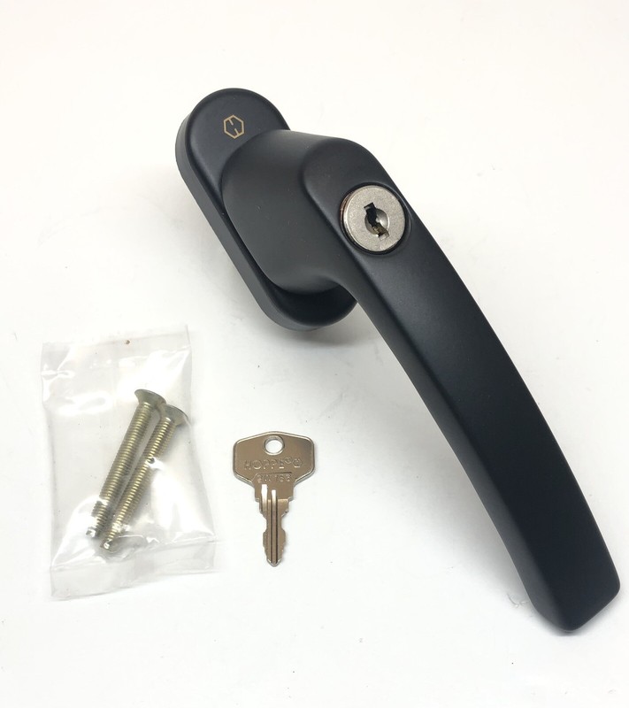 HOPPE Lockable Luxembourg Handle for Tilt & Turn Windows w/ Key, 099S/U26- BLACK