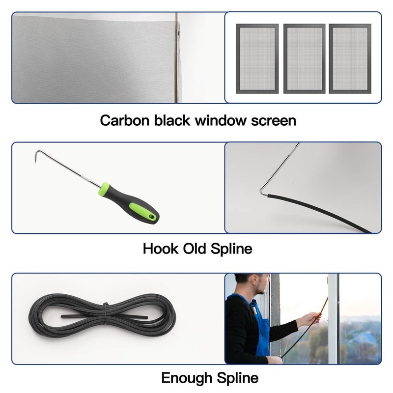Window Screen Door Repair Kit Include Window Screens Mesh 48"x118" with All Tool gallery
