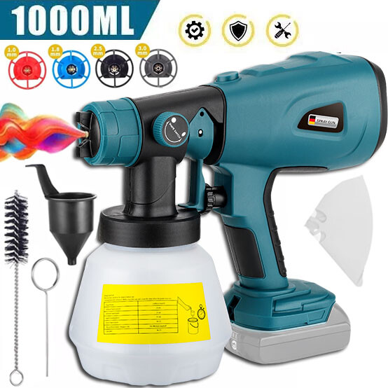 200W Cordless Paint Spray Gun for Makita 18V Battery with Brushless Motor 1000ML
