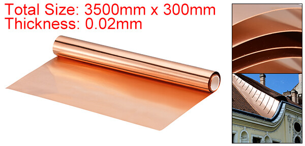 Copper Sheet Roll Copper Strip Copper Flashing Metal Foil Plate 3500x300x0.02mm gallery