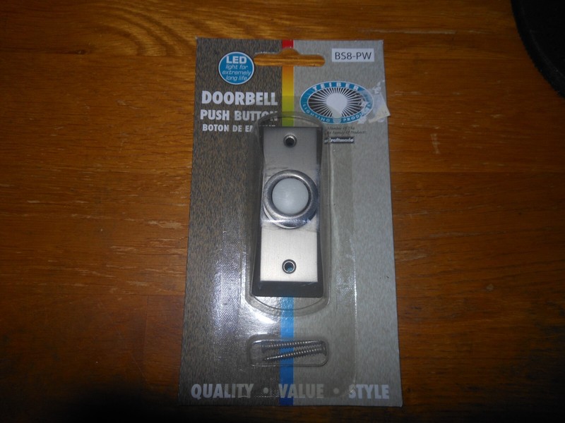 New Rectangle Surface Mount Doorbell Button Model #BS8-PW In Pewter By Teiber