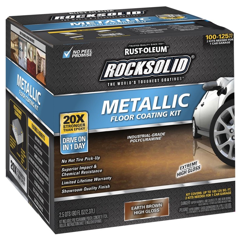RockSolid Metallic Floor Coating Kit, Earth Brown, High Gloss, 80 Oz - 286895 gallery