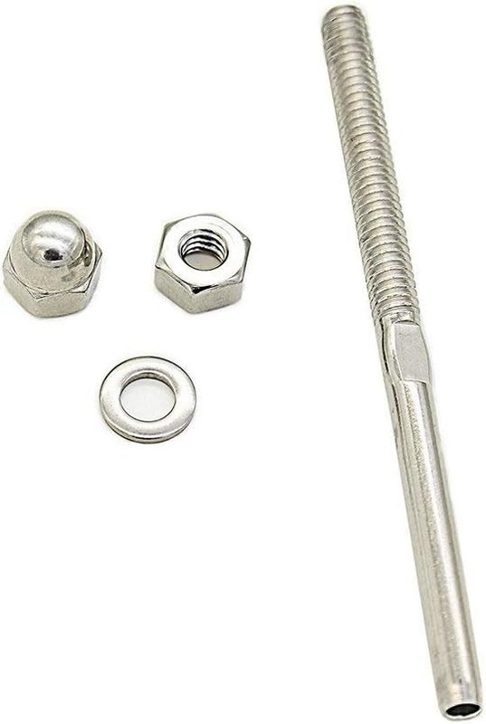 Jingyi Cable Railing Swage Threaded Stud Tension End Fitting 3/16inch, Silver gallery
