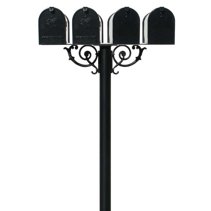Qualarc, Hanford Quad Post with Scroll Supports (No Base, No Address) in Black