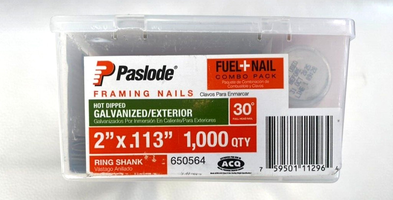 Paslode Fuel Cell 1000 Framing Nails 2 In X .113 Galvinized Ring Shank 650564 gallery
