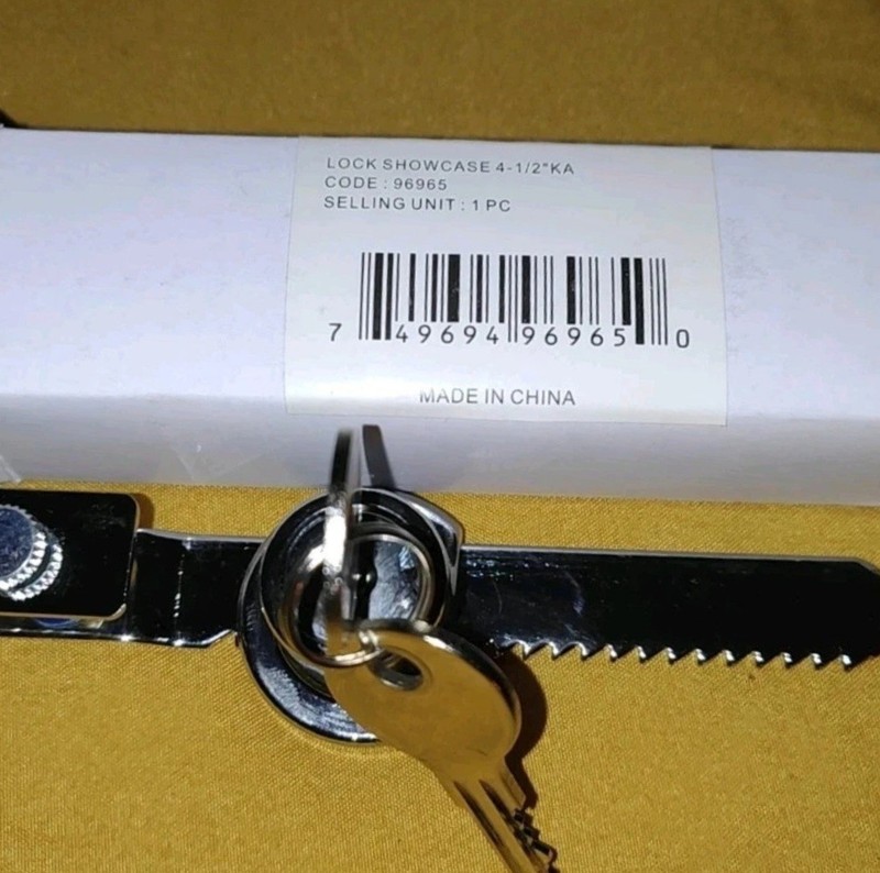 Chrome Display Case Lock 4.5 Inches 2 Keys