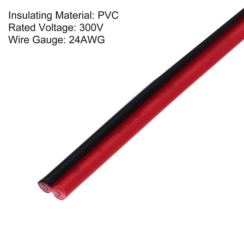 24AWG 2 Conductor Parallel PVC Wire 25Ft/7.5M Long 300V for LED Cable gallery
