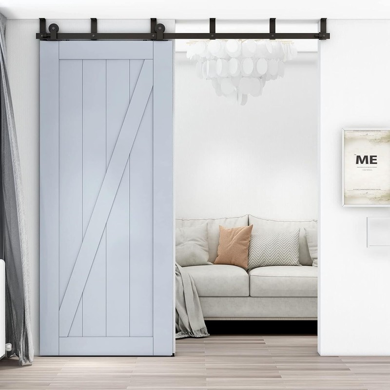 7FT Ceiling Mount Bracket Sliding Barn Door Hardware Kit ,T-shaped Single Door