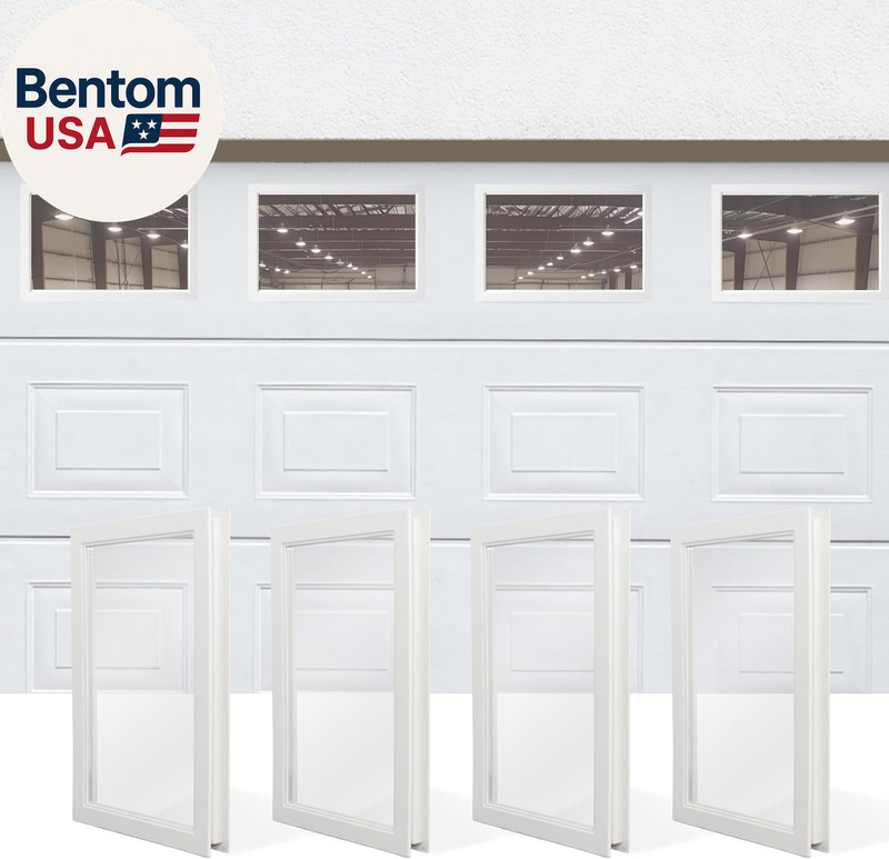 4 Pcs Garage Door Windows, Replacement Vinyl Windows Inserts Kit with UV Resista