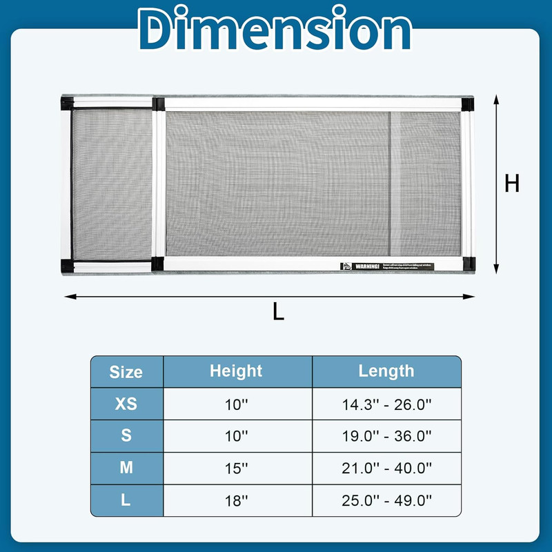 Expandable Window Screen, 2 Pack Adjustable Window Screen (15" H X 21" - 40" W) gallery