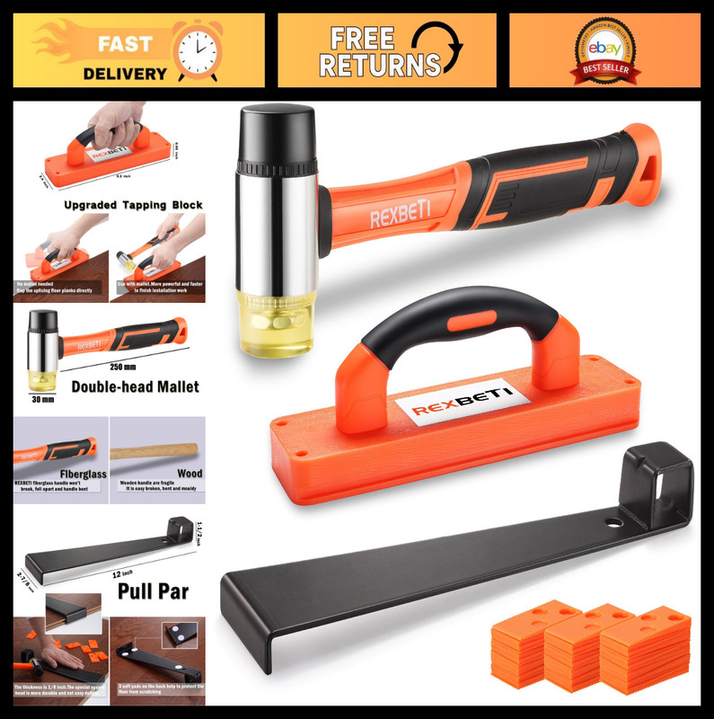 43-Piece Laminate Flooring Installation Kit, Tapping Block, Pull Bar, Mallet & S