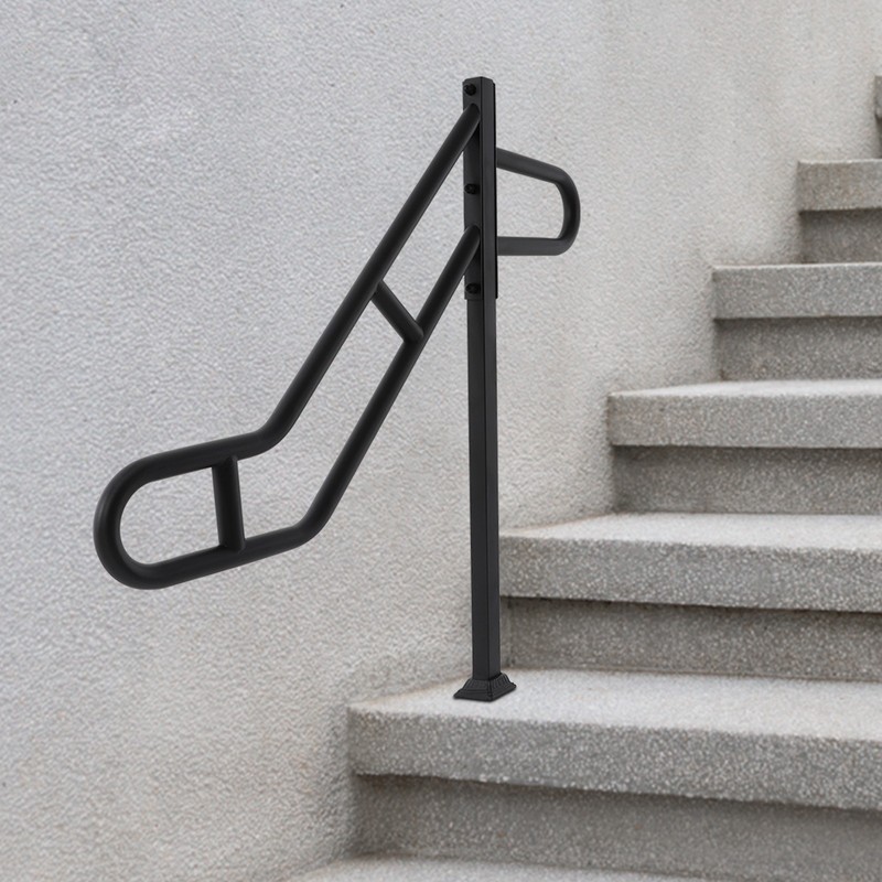 Single Post Handrail Floor Mount 1-3 Steps Stair Railing For Porch Balcony Patio