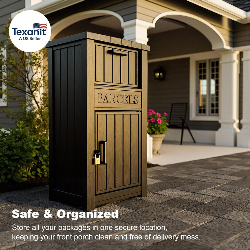 Package Delivery Box for Outside, Large Parcel Drop Box with Lockable Secure, Wa gallery