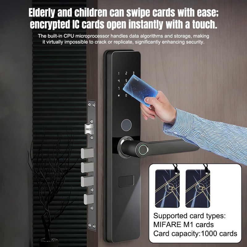 Electronic Smart Door Lock APP Fingerprint Card Password Key Home Security Lock gallery