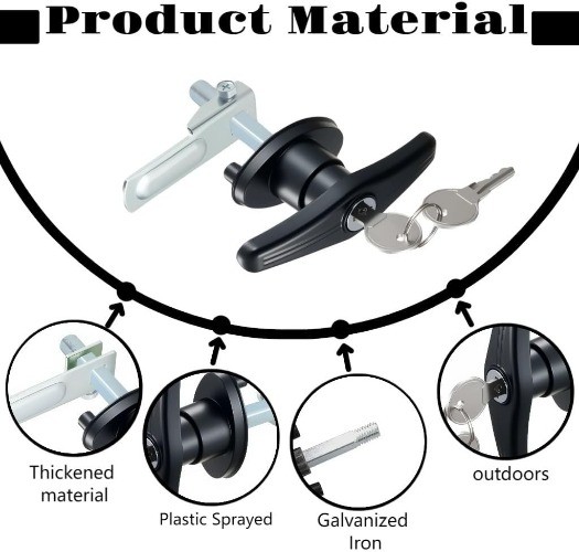 Truck Cap Locking T-Handle, Camper Shell Accessories, T-Handle Latch with Keyed gallery