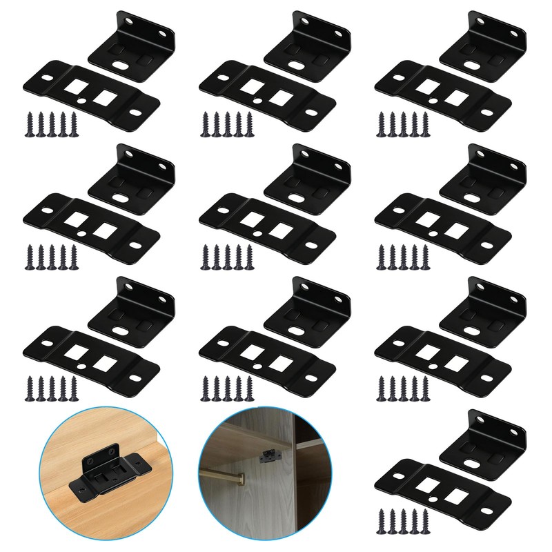 10PCS 2-in-1 Locking Insert Brackets Furniture Connectors Cabinet Fasteners Kit