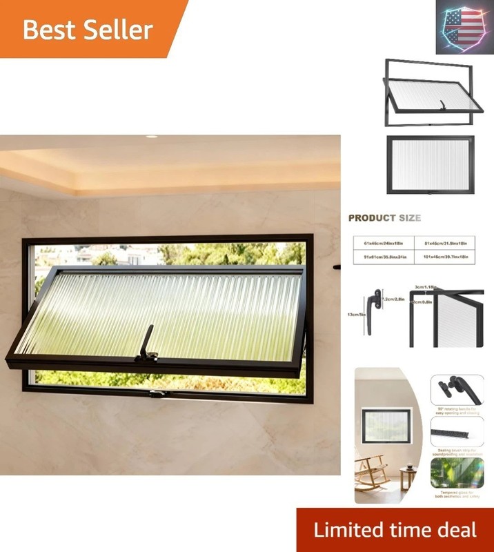 31.9″x18″ Flush Mount Basement Window, 360° Rotatable Sliding Windows with Te…