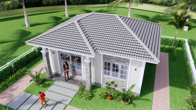 Small House Plan 7x6 Meter 23x20 Feet 1 Bed 1 Bath Hip Roof PDF (A4 Hard Copy) gallery