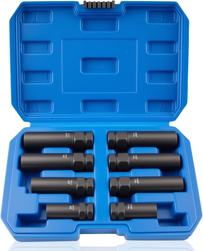 8-Piece Lug Nut Socket Set, 6 Spline & 7 Spline Lug Nut Removal Tool, Heavy-Duty