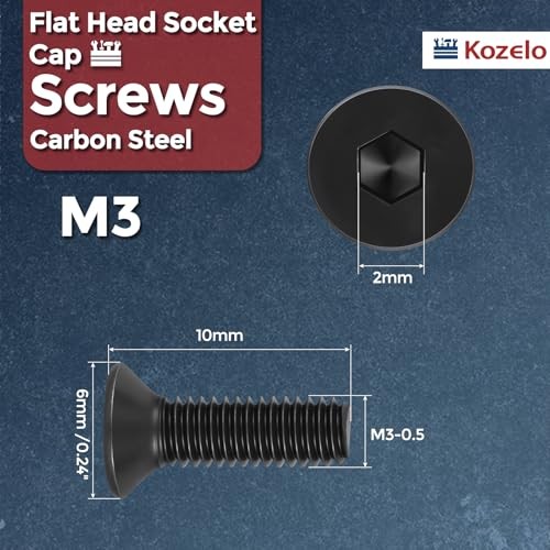 Pcs Flat Head Socket Cap Screws Countersunk Bolts - [M3 M3-0.5x10mm 100 Black gallery