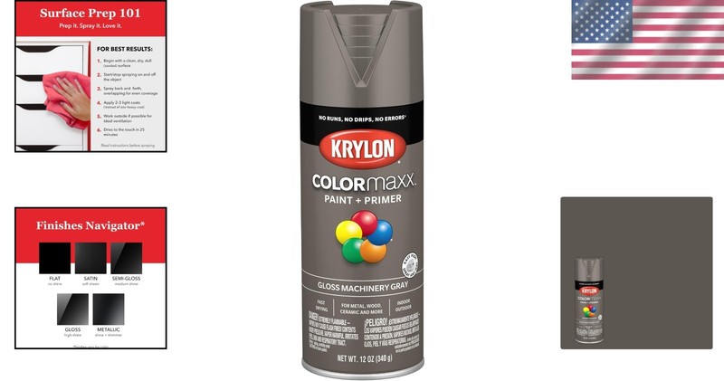 Fast-Drying Rust-Resistant Gloss Machinery Gray Spray Paint - 25 Sq Ft Coverage gallery