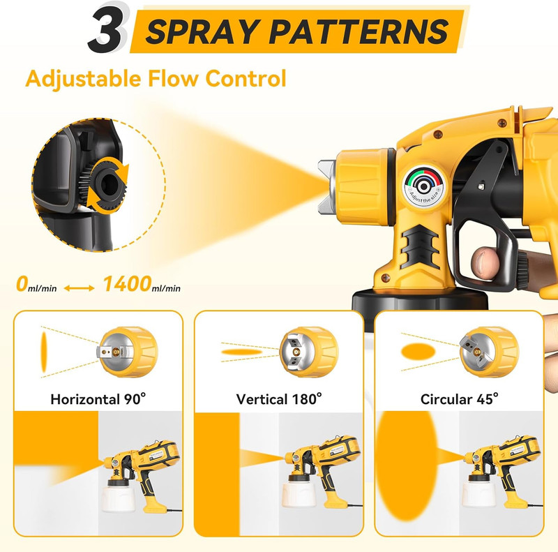 1200W HVLP Paint Sprayer Electric Spray Gun 1400ML for Fence Cabinet Walls gallery