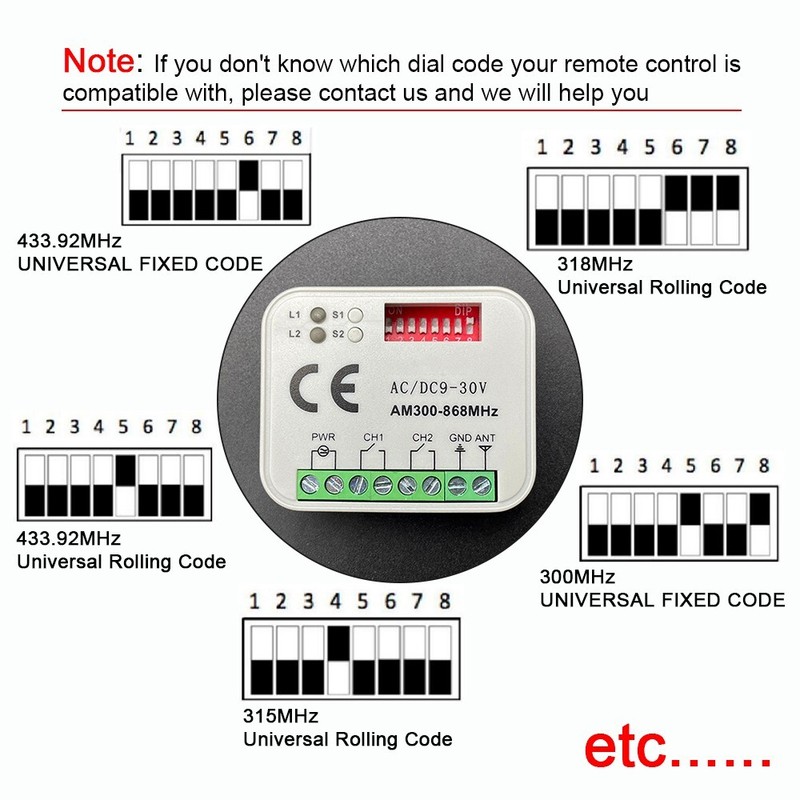 Universal Garage Door Receiver Rx-Multi Frequency 300-868Mhz Garage Door 3Remote gallery