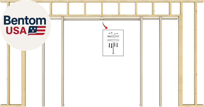 2 Set Pocket Door Frame Kits with 220LBS Two-Way Soft-Close Mechanism, Easy to I gallery