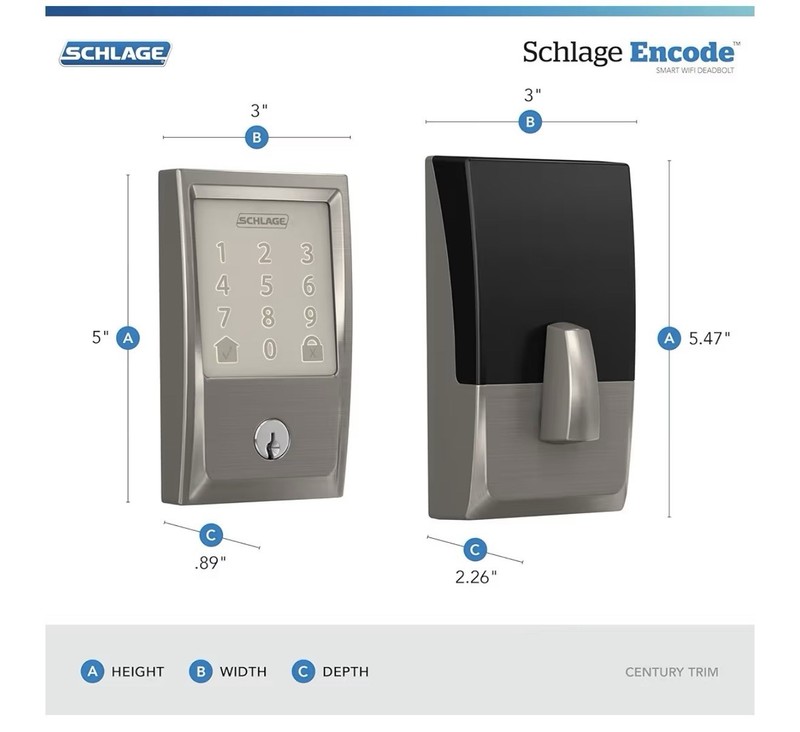 Schlage Encode Wi-Fi Keypad Deadbolt Satin Silver Alexa/Google BE489WB CEN 619 gallery